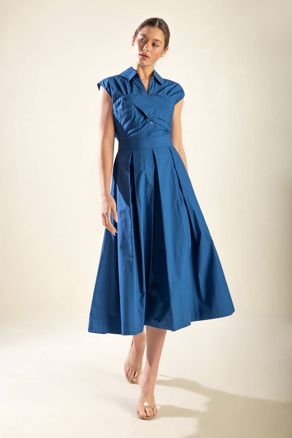 DREAMY IMPRESSION WOVEN MIDI DRESS Flying Tomato